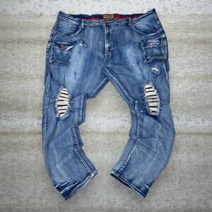 Vintage Y2K Makobi Skate Jeans 50x34 Baggy Tapered Leg Fit Medium Wash Denim